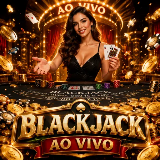 Mesa de blackjack ao vivo com crupiê distribuindo cartas em estúdio