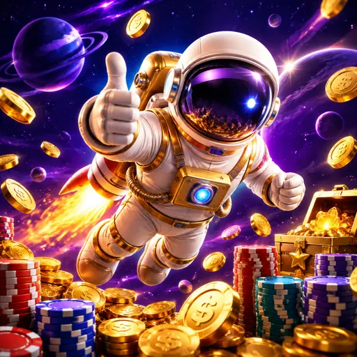 Astronauta do jogo Spaceman subindo com o multiplicador da rodada